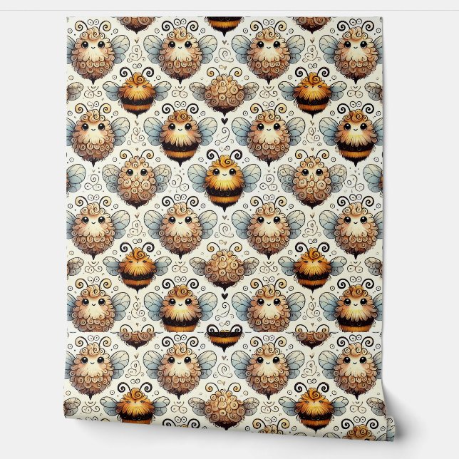 Cute, cartoonish bee wallpaper  (Unrolling)