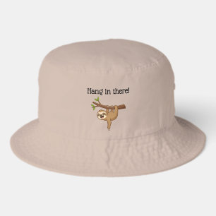 Cute Cartoonish Sloth Hanging From Branch #1 Bucket Hat