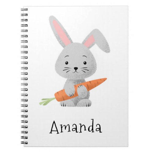 Cute Cartoony Fluffy Bunny Carrot Girls Notebook