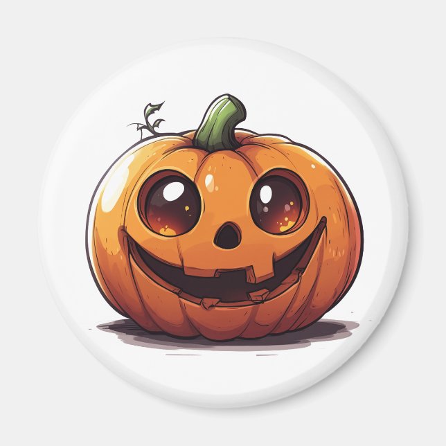 Cute carved Halloween pumpkin cartoon design Magnet (Front)