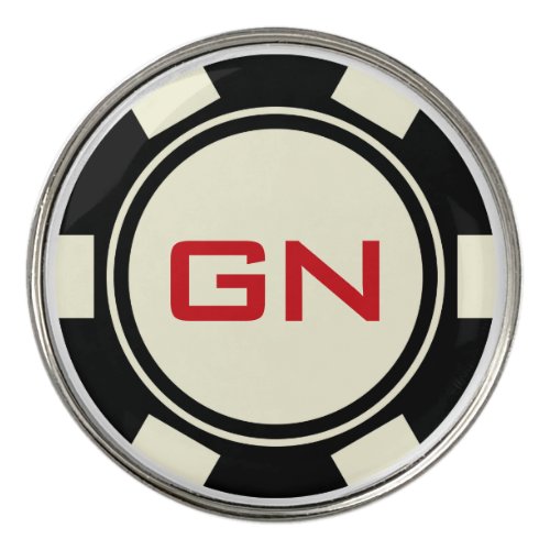 Cute Casino Black and Off White Poker Chip Golf Ball Marker