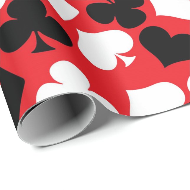 Cute Casino card suit pattern party wrap Wrapping Paper (Roll Corner)