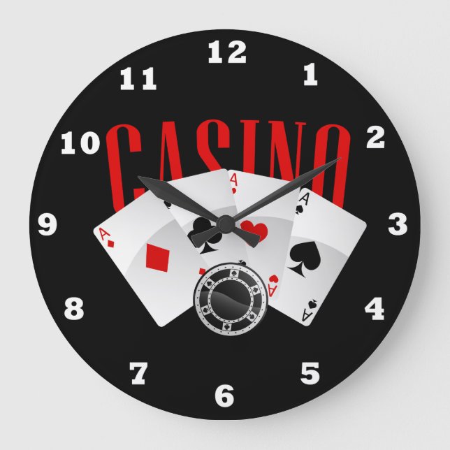 Cute Casino cards chips Gameroom decor clock (Front)
