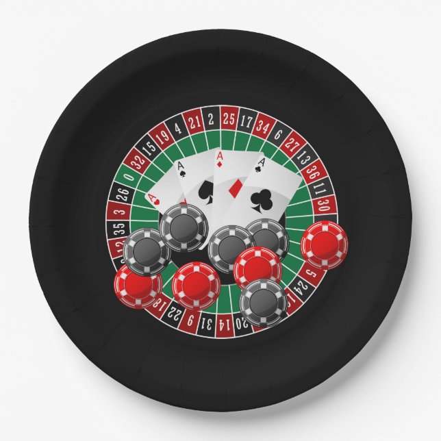 Cute Casino gambling night party Paper Plates (Front)