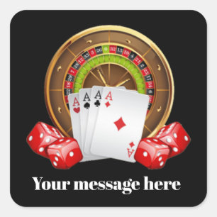 Cute casino party add message sticker