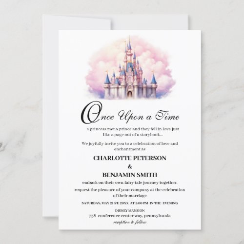 Cute Castle Fairy tale Wedding Invitation