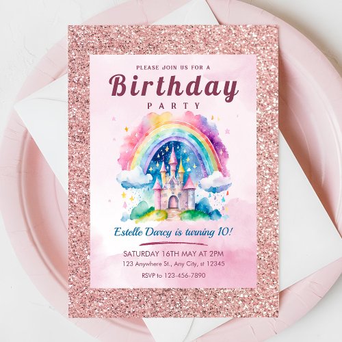 Cute Castle Girls Birthday Invitation