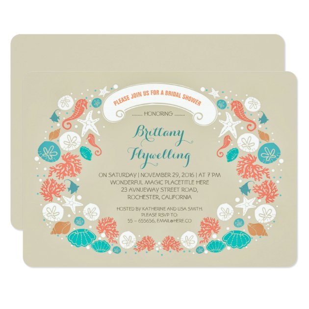 Cute Casual Beach Bridal Shower Invitations