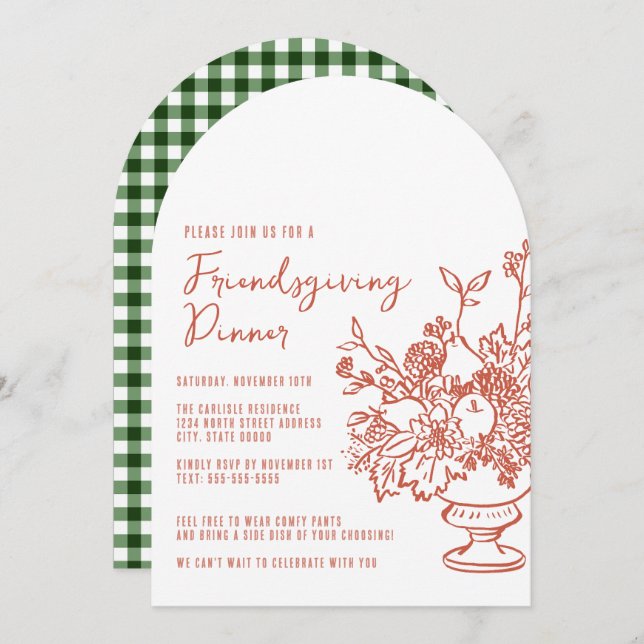 Cute Casual Friendsgiving Dinner Celebration Invitation (Front/Back)