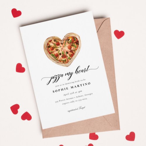 Cute Casual Pizza My Heart Italian Bridal Shower Invitation