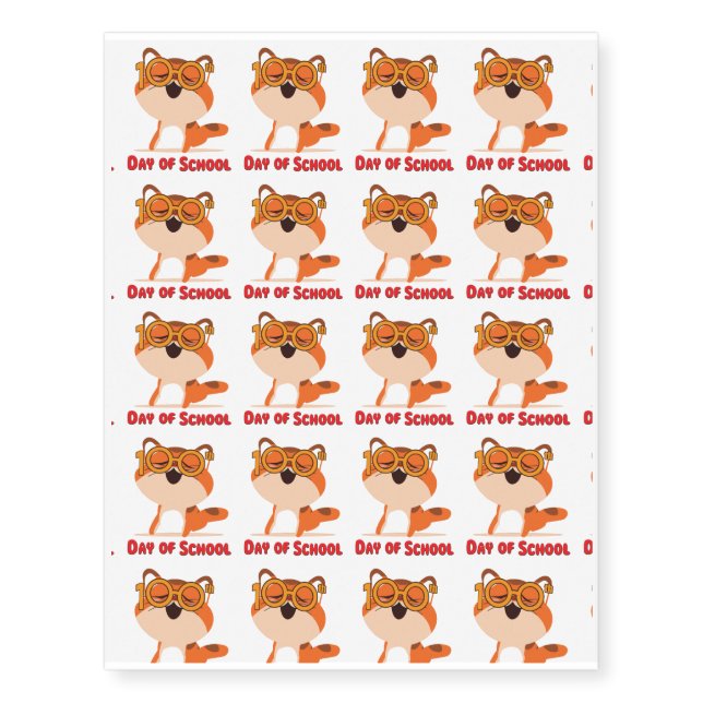 Cute Cat 100th Day Of School Gifts Temporary Tattoos (Front)