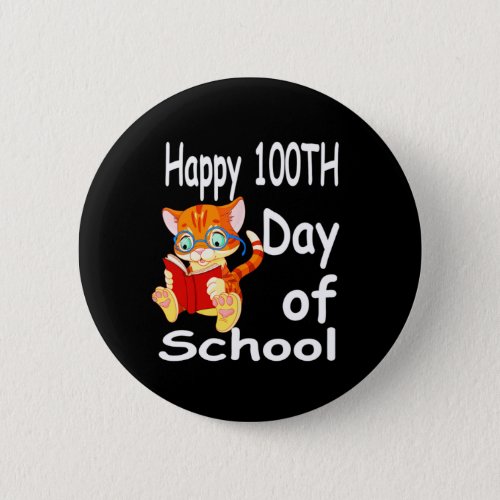 Cute Cat 100th Day Of School Shirt 100 Days Smarte Button