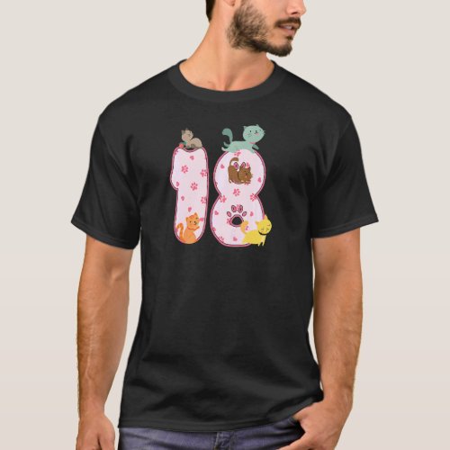 Cute Cat 18th Birthday  Cats Pet Owner  Graphic T_Shirt