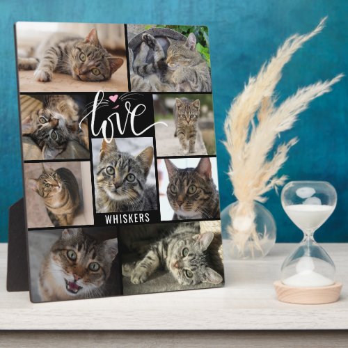 Cute Cat 9 Photo Collage LOVE Name Plaque