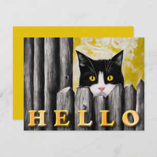 Cute Cat Adoption Hello Flat Card