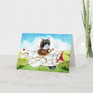 Cute Cat Airplane Bon Voyage Greeting Card