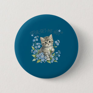 Cute cat & flowers fur-get-me-not gift women button