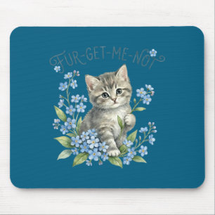 Cute cat &amp; flowers fur-get-me-not gift women mouse pad