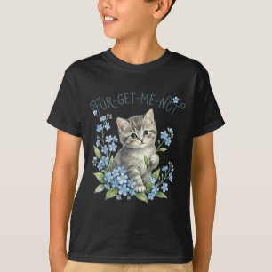 Cute cat & flowers fur-get-me-not gift women T-Shirt