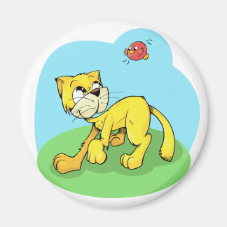 Cute Cat and Bird Magnet