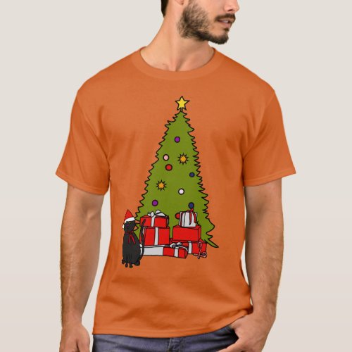 Cute Cat and Christmas Tree T_Shirt
