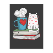Cute Cat and Coffee Book Lover Literature Reading Postcard Cute Cat and Coffee Book Lover Literature Reading Postcard
