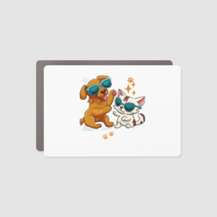 Cute cat and dog 1 car magnet