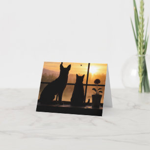 Cute Cat and Dog Blank Note Thank You Card