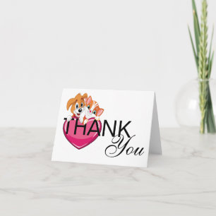 Cute Cat and Dog Blank or Thank You Note Card