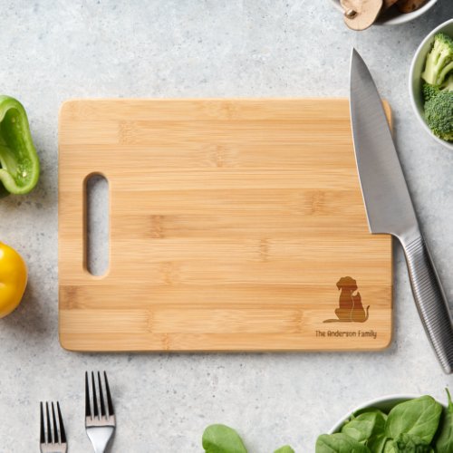 Cute Cat and Dog _ Family Name Cutting Board