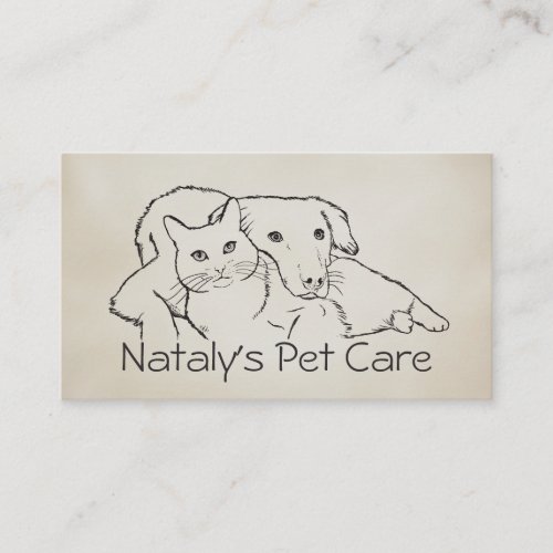 Cute Cat and Dog Illustration Business Card
