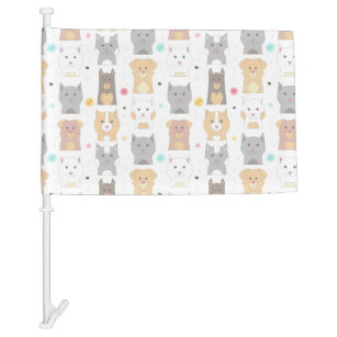 Cute Cat and Dog Pattern Car Flag