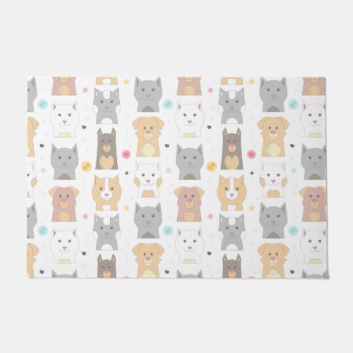 Cute Cat and Dog Pattern Doormat