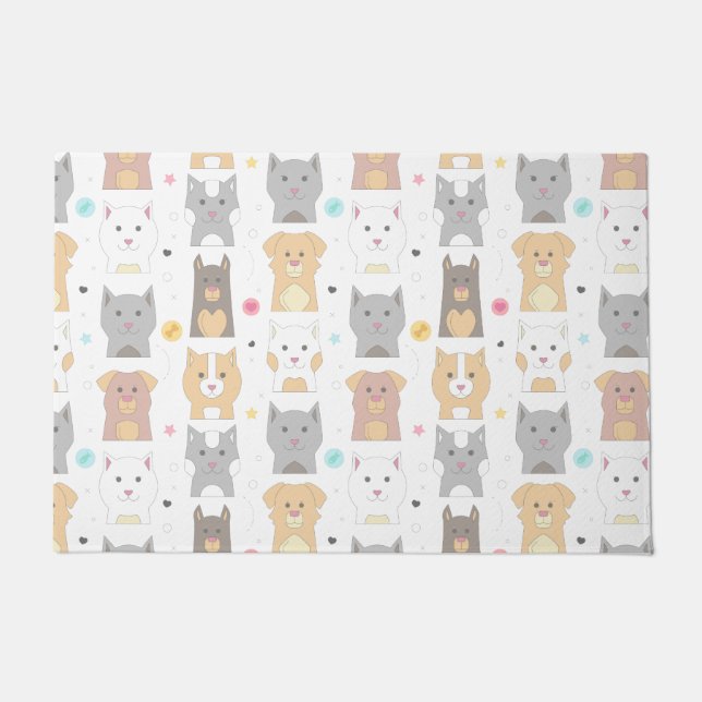 Cute Cat and Dog Pattern Doormat (Front)