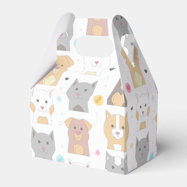 Cute Cat and Dog Pattern Favor Boxes (Back Side)