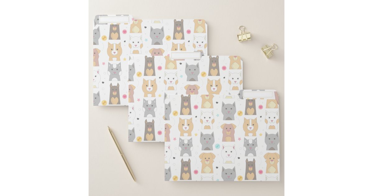Cute Cat and Dog Pattern File Folder | Zazzle