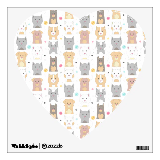 Cute Cat and Dog Pattern Wall Decal | Zazzle