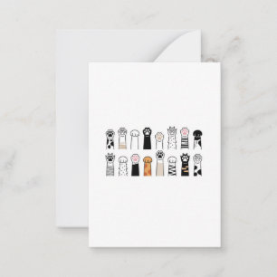 cute cat and dog paws note card