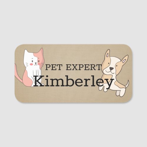 Cute Cat and Dog Pet Expert Name Tag