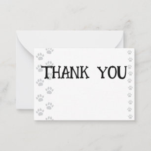 Cute Cat and Dog Pet Paw Prints Thank You Note Card