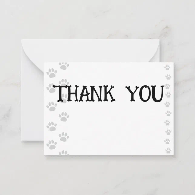 Cute Cat and Dog Pet Paw Prints Thank You Note Card | Zazzle