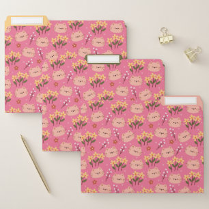 Cute Cat and Flowers File Folder