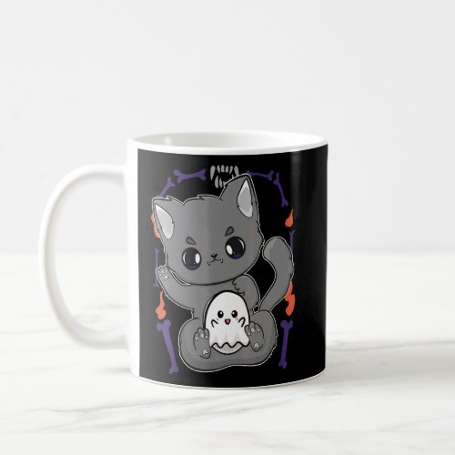 Cute Cat And Ghosts For Cute Horror Fans  Coffee Mug