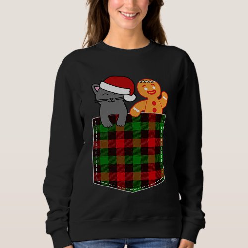 Cute Cat And Gingerbread Christmas  Cats Sweatshirt