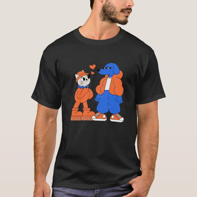 cute cat and grumpy dog T-Shirt (Front)