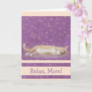 Cute Cat And Hearts Birthday For Mom Card