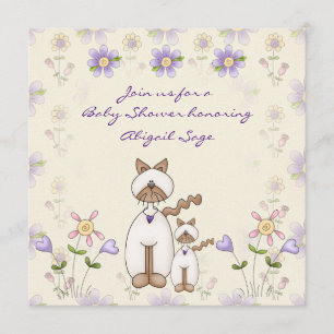 Cute Cat and Kitten Baby Shower Invitation ~ Girls