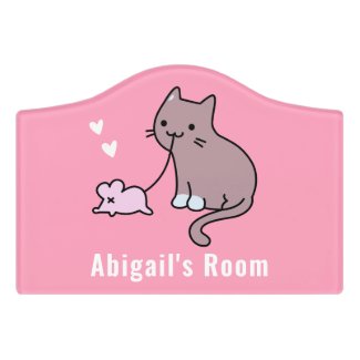  Cute Cat and Mouse Cartoons - Kids' Door Sign