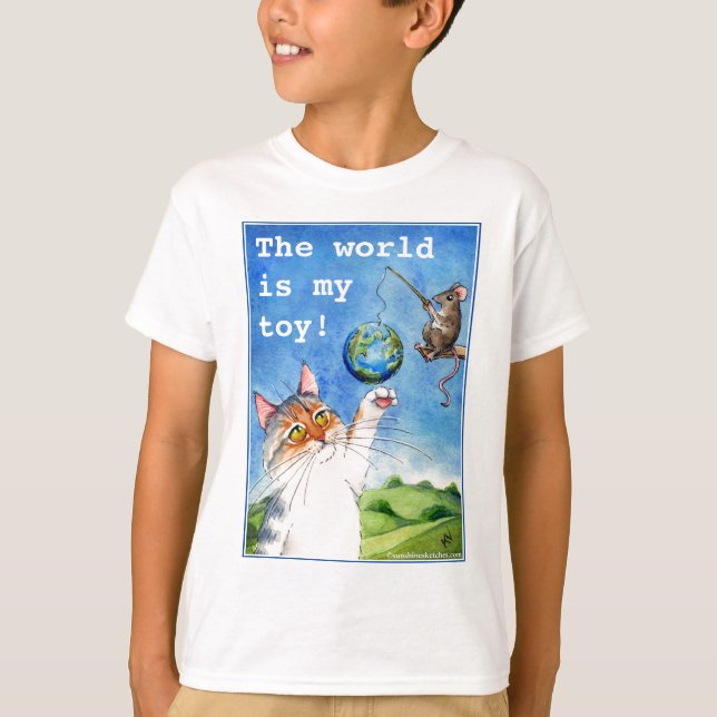 Cute Cat and Mouse Earth Day T-Shirt (Front)