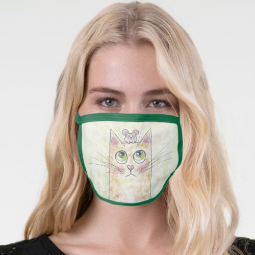 Cute Cat and Mouse Face Mask